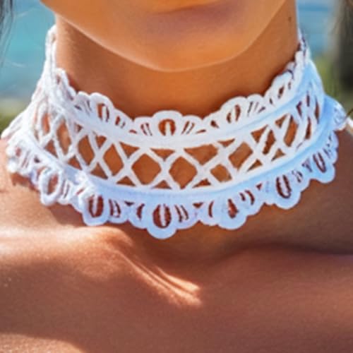 Zoestar Lace Choker Necklace Statement Necklaces for Women - color: 2 white