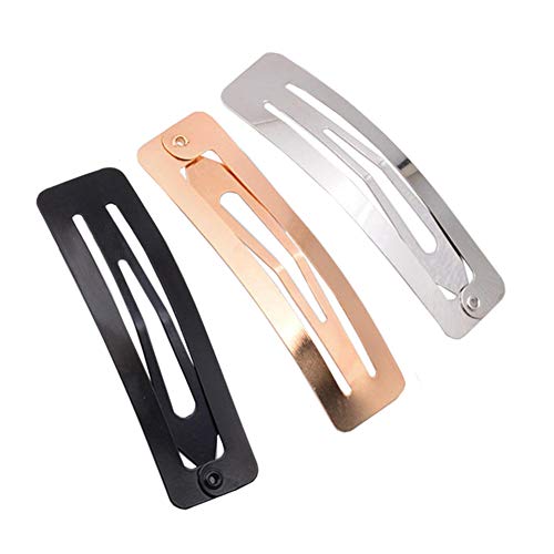 30Pcs No Slip Metal Snap Hair Clips Grips Hair Barrettes Rectangle BB Clips for Women Hair Accessories, 60mm (Silver, Black and Rose Gold)