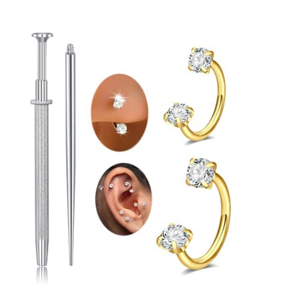 18 Nose Rings Studs Surgical Stainless Steel Hypoallergenic L Shaped Nose Piercing Jewelry for Women Men Silver Black Nostril Hoop Rings 18 Gauge - style: B4 - Horseshoe ring 18g 7mm 8mm gold