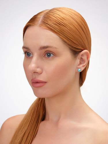 316L Surgical Stainless Steel 6mm Ball Stud Earrings for Women & Men – Hypoallergenic Nickel Free Earrings for Sensitive Ears, 1 Pair - color: Light Turquoise