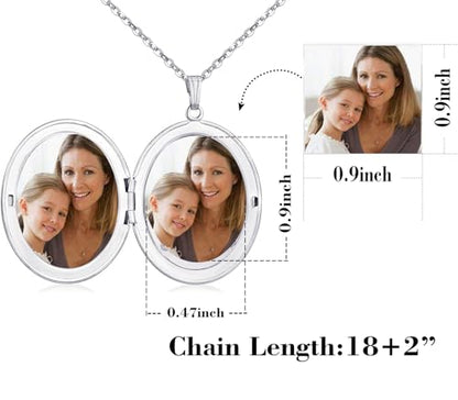 YOUFENG Oval Round Flower Locket Necklace that Holds Pictures Photo Locket Pendant - style: Oval Gold-plated