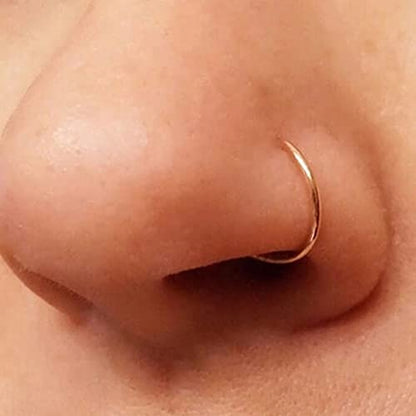 MODRSA 20g Nose Rings Hoops Nose Studs for Women Surgical Steel Hypoallergenic 20 Gauge Nostril Piercing Jewelry L Shape Crokscrew Silver Rose Gold Black Hoop Nostril Rings for Men - color: Double Hoop 20g - Black, Gold, Silver