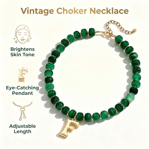 Initial Beaded Necklaces for Women,14K Gold Plated Bubble Letter Pendant Jewelry Gifts - color: acrylic neccklace-f