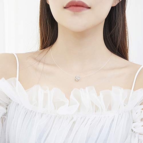 Starain 8 Pcs Fishing Line Necklace for Women Single Moon Star Cubic Zircon Pendant Choker Necklace Set - color: Siver