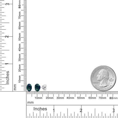 Gem Stone King Oval Gemstone Birthstone Stud Earrings for Women Men | Oval Cut 7X5MM | Fine Jewelry Gifts for Mom Dad Wife Him Her - style: Green Simulated Opal-Cabochon, October