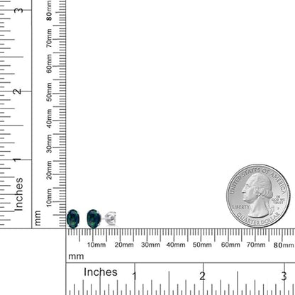 Gem Stone King Oval Gemstone Birthstone Stud Earrings for Women Men | Oval Cut 7X5MM | Fine Jewelry Gifts for Mom Dad Wife Him Her - style: Green Simulated Opal-Cabochon, October