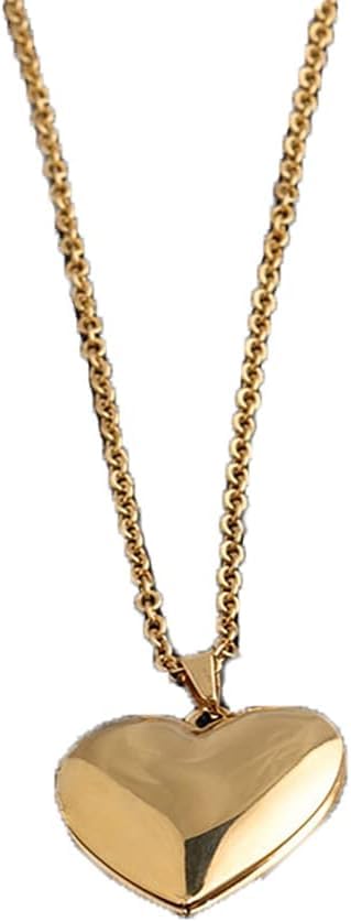 YALLNASL Heart Locket Necklace for Women Men - Gold Photo Locket Necklace for Couple heart Pendant Necklaces for Women Adults Picture Necklace Christmas Gifts for Grandma Niece - color: gold