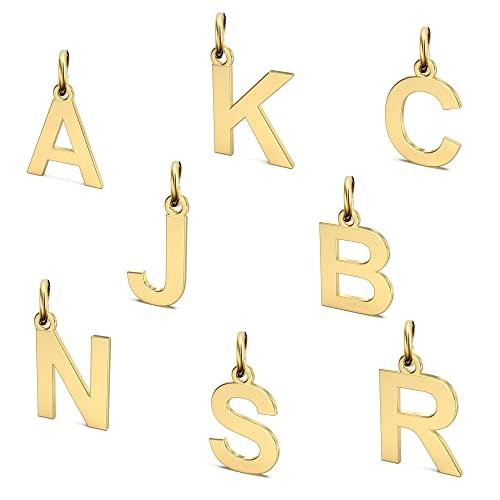 14k Gold Letter Birthstone Charm Necklace/Plain Gold Letter Pendant/Diamond Letter Pendant/Personalized Customized Dainty Gold Necklace Gift for Women