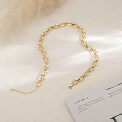 Gold Necklace for Women Chunky 14K Gold Plated Chain Necklace | Chunky Gold Necklace,Simple Paperclip Chain, Statement Choker Necklace,Non Tarnish,Trendy Jewelry,Gifts for Women - style: 10mm-paperclip chain-gd-3