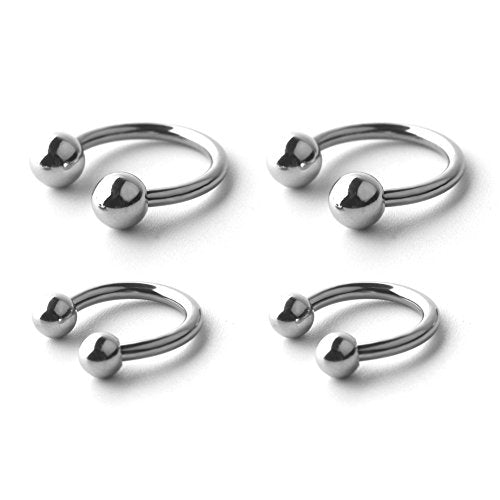 Ruifan 14G CBR Horseshoe Circular Rings 316L Surgical Steel for Lip Eyebrow Tongue Nipple Helix Tragus Cartilage Septum Piercing Jewelry - style: 14G 10mm &12mm(4PCS)