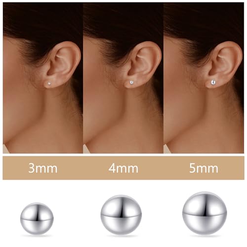 Limerencia Hypoallergenic G23 Pure F136 Implant Grade Titanium Earrings | 20G Flat Back Studs with CZ, Available in Round, Princess-Cut, Square & Ball, Earrings for Women and Men with Sensitive Ears - style: 5mm Round Ball