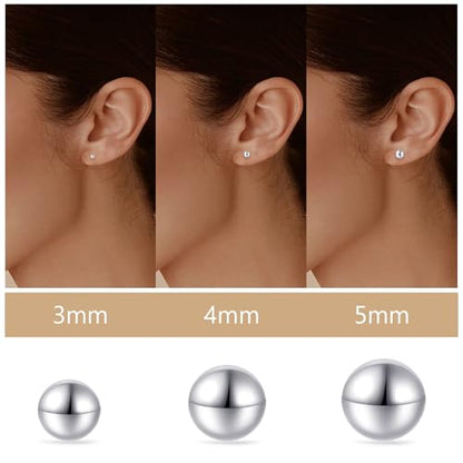 Limerencia Hypoallergenic G23 Pure F136 Implant Grade Titanium Earrings | 20G Flat Back Studs with CZ, Available in Round, Princess-Cut, Square & Ball, Earrings for Women and Men with Sensitive Ears - style: 4mm Round Ball