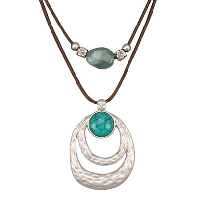 Boho Necklaces for Women Chunky Circle Necklace Bohemian Necklaces | Chunky Boho Necklace for Women Layered Boho Circle Leather Choker Necklace Long Vintage Necklaces Bohemian Jewlery Gifts - style: Bohemian Chain Necklace