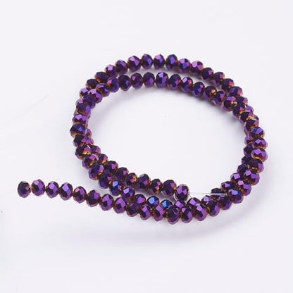 1110pcs Faceted Rondelle Glass Seed Beads 3x2mm Mini Crystal Loose Spacer Beads for DIY Friendship Bracelet Necklace Beading Craft Jewelry Making Ornament, Purple Plated - color: Purple Plated