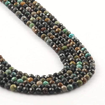180pcs 2mm Natural African Turquoise Gemstone Beads Faceted Round Loose Stone Beads for Jewelry Making - color: African Turquoise, size: 1.9-2.4mm