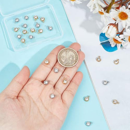 UNICRAFTALE Rhinestone Charm Stainless Steel Link Charms Crystal Charm Glass Connector Charms Diamond Connectors Birthstone Charms Metal Linking Charm for Jewelry Making