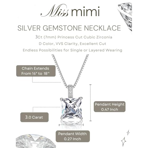 925 Sterling Silver Cubic Zirconia Necklace and Earrings Set for Women, Heart, Cushion, Round, Emerald Cut CZ, Solitaire Bezel Jewelry Set, CZ Bridal Jewelry Set, Bridesmaid Gift - style: Princess Cut