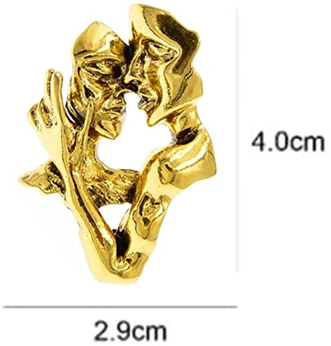 Gold Fashion Portrait Brooch Pin 3D Lovers face Brooch Pin Gold Plated Pin Badge for Jewelry Clothes Dress Scarf Decoration