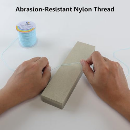 LUSTEMBER 0.8mm Nylon String, Strong Bracelet String, Durable Nylon Cord for Jewelry Making, Bracelets, Beading, Necklaces, Rattail Braiding, Kumihimo, Wind Chimes, Blinds and Handicrafts - size: Sky Blue