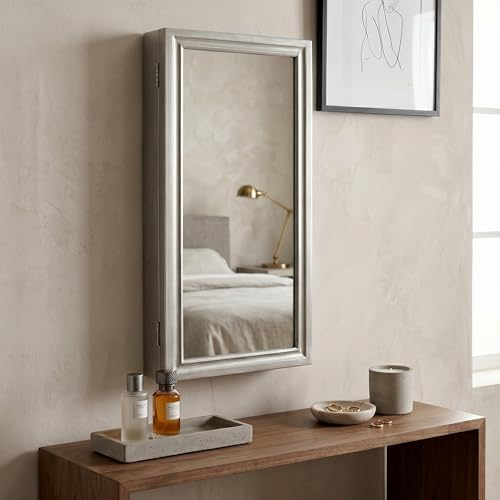 Hives and Honey Jamie Jewelry Storage Mirror Frame, Silver - color: Silver