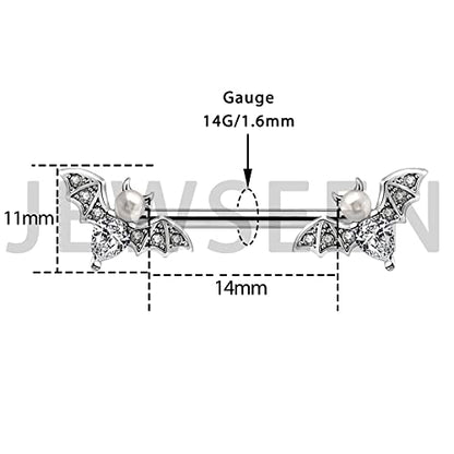 Nipple Barbell 14g Piercing Jewelry with Sparkling CZ Stones - Perfect for Halloween Body Piercing