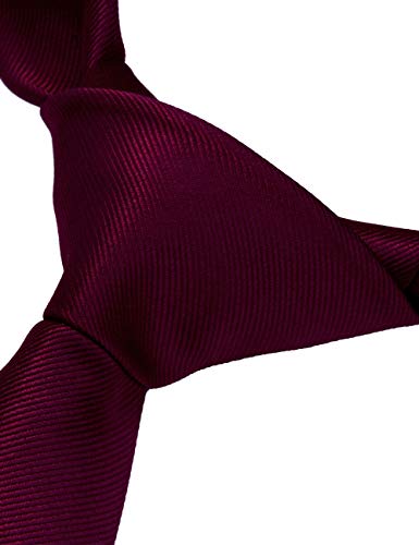 GUSLESON 3.15"（8cm） Solid Color Necktie and Pocket Square Cufflinks Sets For Men + Gift Box - color: Burgundy