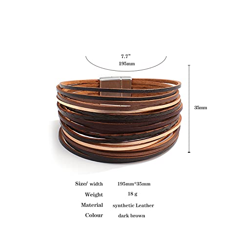 hotoo Leather Wrap Bracelet for Women - color: Dark Brown Leather Bracelets