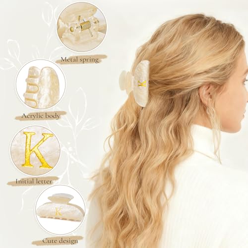 Gifts for Women Teen Girls,Medium Initial Hair Clips - Gold,B | Personalized Strong Hold Claw Clips – Great for Updo,Half Up Hairstyle – Daily Hair Accessories,Birthday Bridesmaid Gift