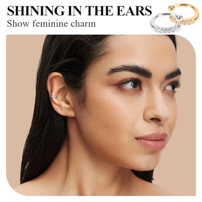 Women's Silver Earrings Fashion Jacket Stud Earrings Stacking Small Hoop Huggie Earrings Set for Multiple Piercing Everyday Ear Cartilage Earrings - color: Silver