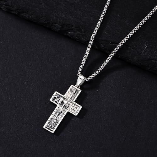Cross Necklace for Men Women 925 Sterling Silver Cross Pendant Necklace Christian Religious Jewelry Gifts for Anniversary - color: 22-Jesus Cross
