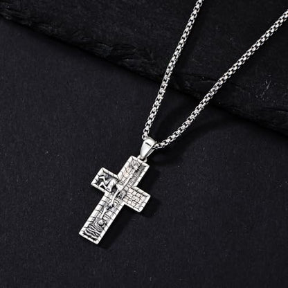 Cross Necklace for Men Women 925 Sterling Silver Cross Pendant Necklace Christian Religious Jewelry Gifts for Anniversary - color: 22-Jesus Cross