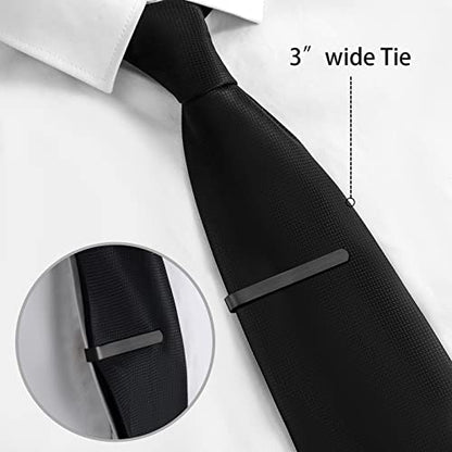 2.2/2.5 Inch Tie Clips for Men in Gift Box, Tie Bar Clip Set for Mens Regular Tie or Traditional Tie, Birthday Anniversary Christmas Gift - size: 2.2 Inch, style: 1PCS-Black Brushed