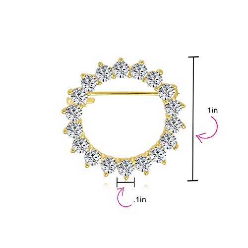 Classic Bridal Eternity Baguette Brillant Cut Cubic Zirconia AAA CZ Clear Purple Scarf Round Circle Brooch Pin For Women Wedding Gold or Silver Plated Brass - color: Gold
