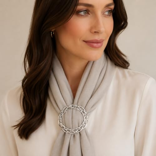 Circle Scarf Ring – Handmade Pewter Scarves Holder Clip | Minimalist Round, Lightweight, American Made, Gift for Women