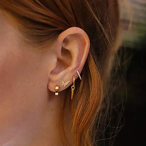 LOYATA Spike Earrings Gold Huggie Hoop Diamond Cubic Zirconia 14K Gold Plated Dainty Small Simple Hypoallergenic Geometric Jewelry Gift for Women - color: Butterfly