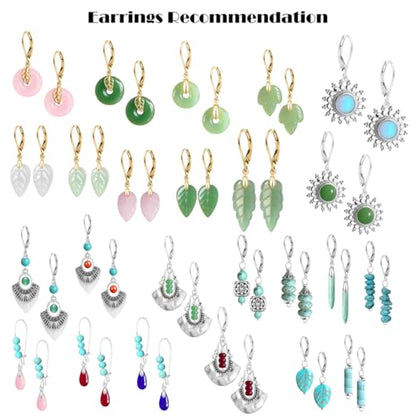 Natural Waterdrop Stone Drop Earrings,Yellow Gold Plated Real Genuine Teardrop Crystal Quartz Gemstone Dangle Earrings for Women Her - color: B02_Emerald