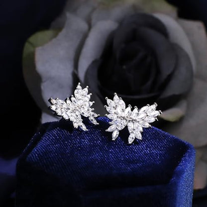 Moissanite Stud Earrings for Women, DF/VVS Clarity, Sterling Silver with 18K White Gold Plated - style: 3.15 Carat Butterfly