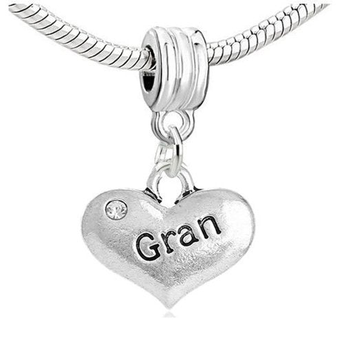 Sexy Sparkles Heart Charm – Fits Snake Chain Bracelets, Compatible with European, Biagi, and Chamilia, Ideal for Friendship and Family Jewelry (2 Pcs Mother Son) - style: Gran