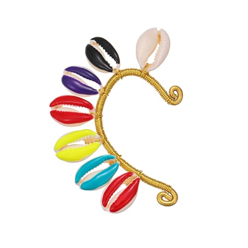 Wellike Gold Ear Cuffs For Women Non Piercing Single Clip On Earrings 18k Gold/Silver Plated Handmade Cuff Earrings Hypoallergenic Waterdrop Cowrie Shell Jewelry - color: KKWE583-R-G