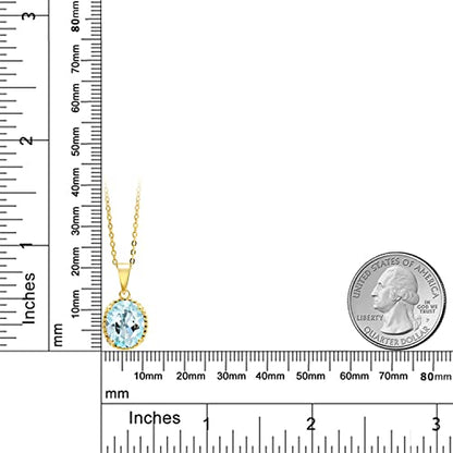 Gem Stone King 11X9MM Oval Gemstone Birthstone Pendant Necklace | 925 Sterling Silver | Solitaire Necklace For Women | With 18 Inch Chain | Fine Jewelry Gifts for Mom Women Wife Her - color: Sky Blue Topaz-November