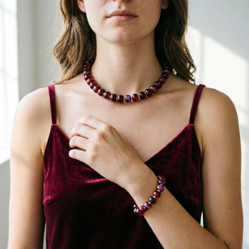 KOSMOS-LI Colorful Beaded Necklace for Women Unique Resin Beads Choker Necklaces Boho Statement Chunky Necklace Summer Vacation Jewelry - color: red