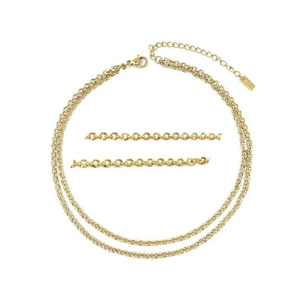 Stainless Steel Chain Ankle Bracelet for Women Adjustable Waterproof Anklet - color: Gold / Double Layer Rolo