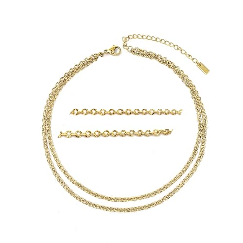 Stainless Steel Chain Ankle Bracelet for Women Adjustable Waterproof Anklet - color: Gold / Double Layer Rolo