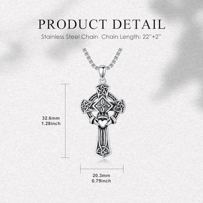 Cross Necklace for Men Women 925 Sterling Silver Cross Pendant Necklace Christian Religious Jewelry Gifts for Anniversary - color: 2-Celtic Cross-2