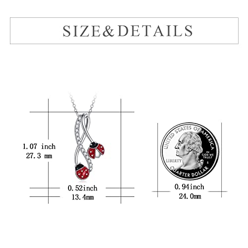 POPLYKE Cross Necklace for Women 925 Sterling Silver Cross Pendant Necklace Animal Jewelry Christmas Gifts for Women Mother Grandma - style: Ladybug-1
