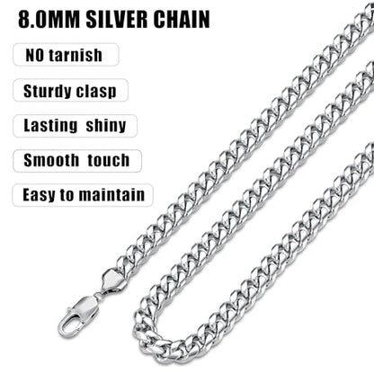 Fiusem Cuban Link Chain for Men | 4/5/6/8mm Miami Cuban Chain Necklace for Men Women, Stainless Steel Necklace 18-28 Inch - size: Length 18 Inch, style: 8mm silver