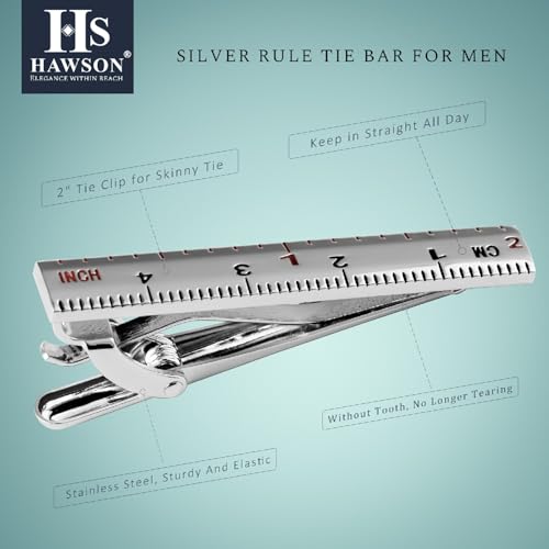 HAWSON Various Tie Clips for Men Unique, Funny Novelty Mens Tie Bar, Personalized Tie Pins for Men, Theme Wedding Party Gifts - style: Ruler