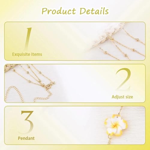 Plumeria Flower Belly Chains for Women Girls Gold Beads Waist Chains Double Layer Hawaiian Flower Body Chain for Summer Beach Adjustable Floral Belly Belt for Teen Girls Sexy Bikini Accessories