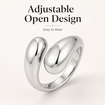 Roe Dolph Chunky Gold Rings for Women Stackable Statement Ring Set | Mixed sculptural shapes and polished surfaces create bold stacking combinations for parties dinners and everyday outfits - color: B2