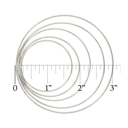 Columbus 14K Gold or Rhodium Dipped Endless Hoops with Sterling Silver Posts - Wire Thin Plated Infinity Hoop Earrings with 925 Post - 40, 50, 60, 70, 80 mm - color: Silver